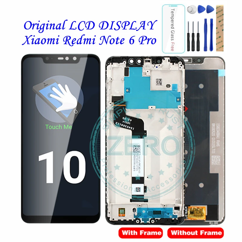 

Original Screen For Xiaomi Redmi Note 6 Pro LCD Display + Frame 10 Touch Note6 Pro LCD Digitizer Replacement Repair Spare Parts