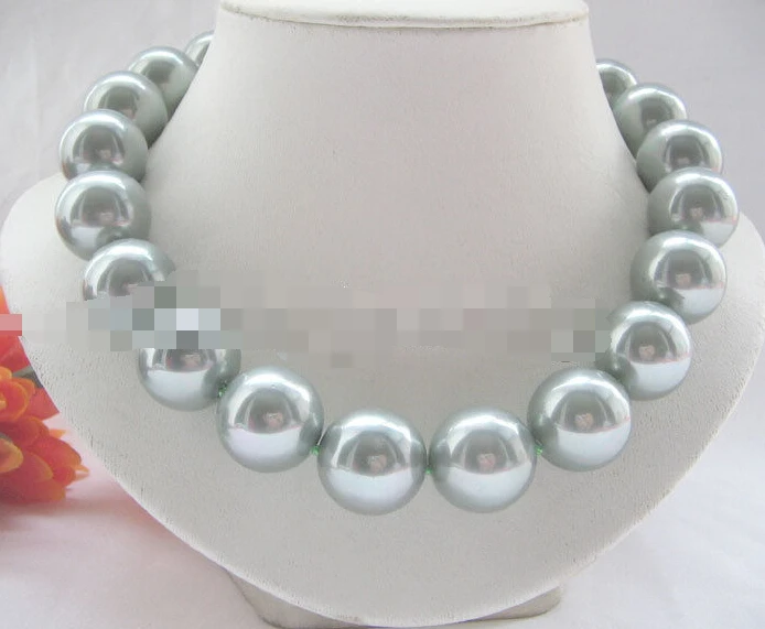 

FREE SHIPPING>@@> 0691 light green perfect round south sea shell pearl necklace