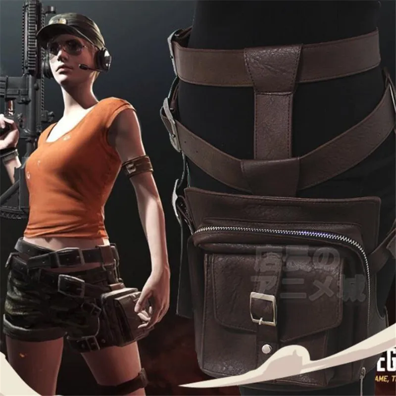  Game PUBG Playerunknown's Battlegrounds Cosplay Costumes Props Pocket Waist Bag PU Chicken Dinner