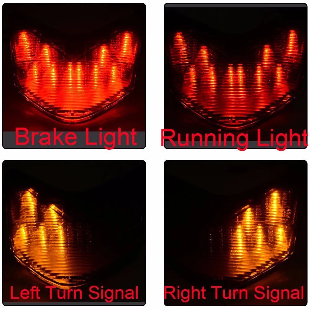 LED Brake Turn Signal Tail Light For Kawasaki ZX-10R ZX-10R ZR7S ZX1000D Smoke 9