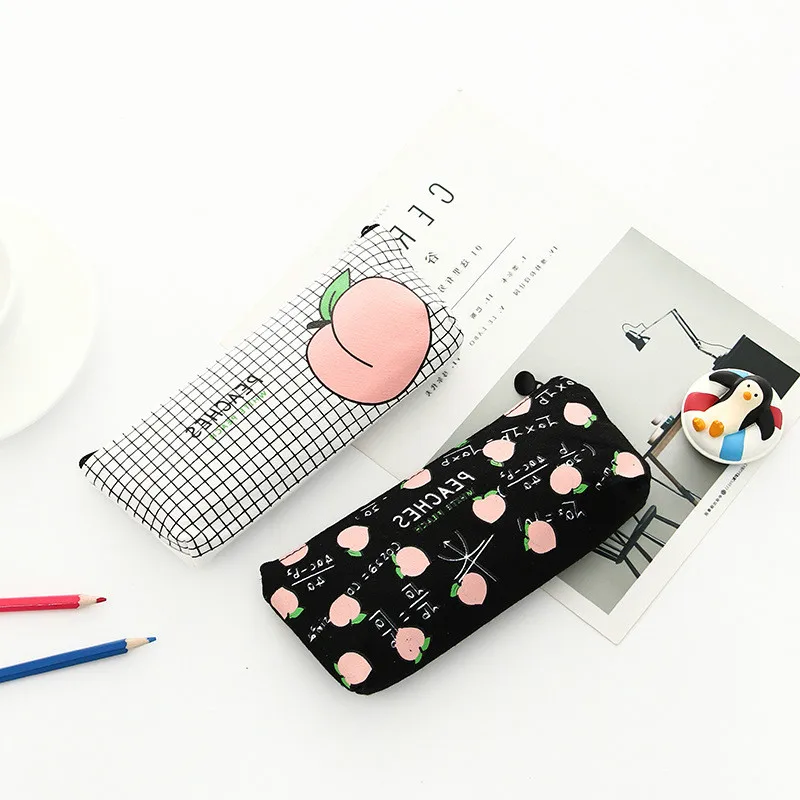 

1pcs/sell Kawaii Pencil Case Cartoon cute juicy peach pattern School office Supplies Stationery student Gift for singles day