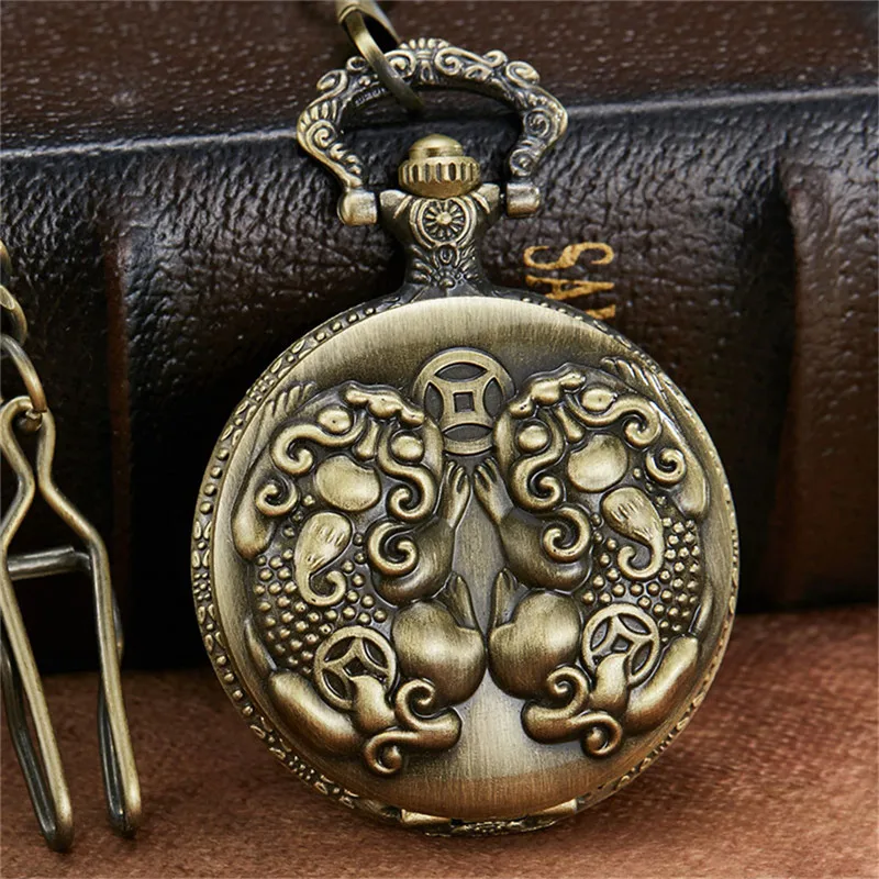 Винтаж бронзовая фигурка для привлечения богатства символ удачи жаба карманные часы и брелок цепи уникальный стимпанк Мода кварцевые