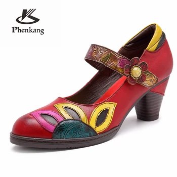 

Genuine cow leather Retro lady Pumps Sandals casual shoes vintage women handmade red oxford shoes for women 2020 summer