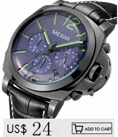 Megir Топ люксовый бренд натуральная кожа прямоугольник секундомер кварцевые-часы спортивный автомобиль-стиль Мужские часы водонепроницаемые наручные часы