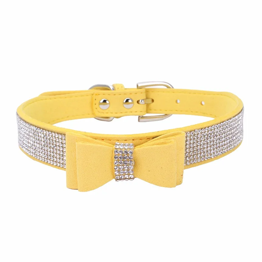 MOLAVE Pet Collars Exquisite Adjustable Bowknot Diamond Collars Unisex