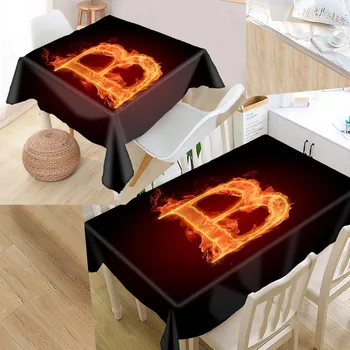 

Fire Letters Custom Table Cloth Oxford Fabric Rectangular Waterproof Oilproof Table Cover Family Party Tablecloth
