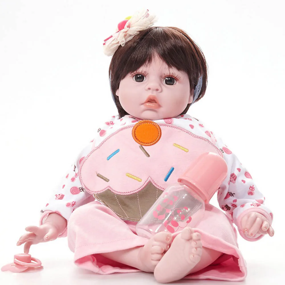 

20 inches Lovely Newborn Girl Doll Silicone Soft Realistic Baby Reborn Dolls with Cloth Body Toy for Kids Birthday Xmas Gift