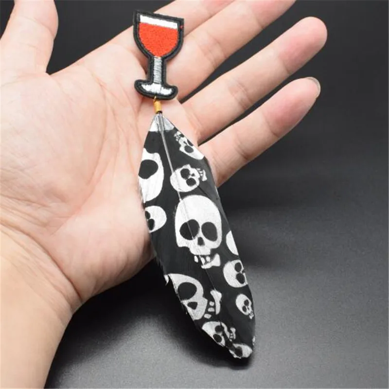 Women Men Clothes Skull feather Badge Diy Embroidery Red wine glasses patch Iron on patches for clothing Deal with it Stickers | Дом и сад