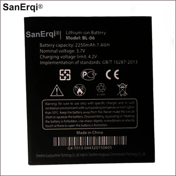 SanErqi BL-06 BL06 BL 06 мобильный телефон li-ion аккумулятор для THL T6 T6S Pro T6C, сменные батареи большой емкости 2250 мАч