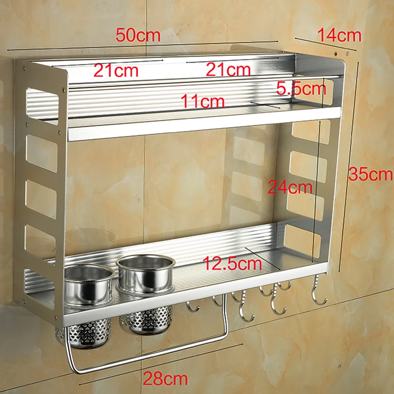 Космическая Алюминиевая Подставка для специй двойная подставка для специй кухонные стеллажи могут быть настенные Lu 4264