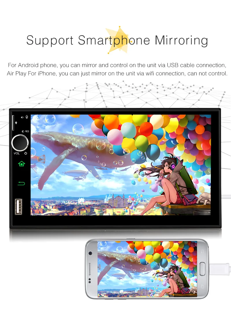 Pumpkin Qcta-Core Car Stereo 2 Din 7''Android 8.0 Universal Car Radio GPS Navigation 4GB RAM 32GB ROM Video Audio Player NO DVD