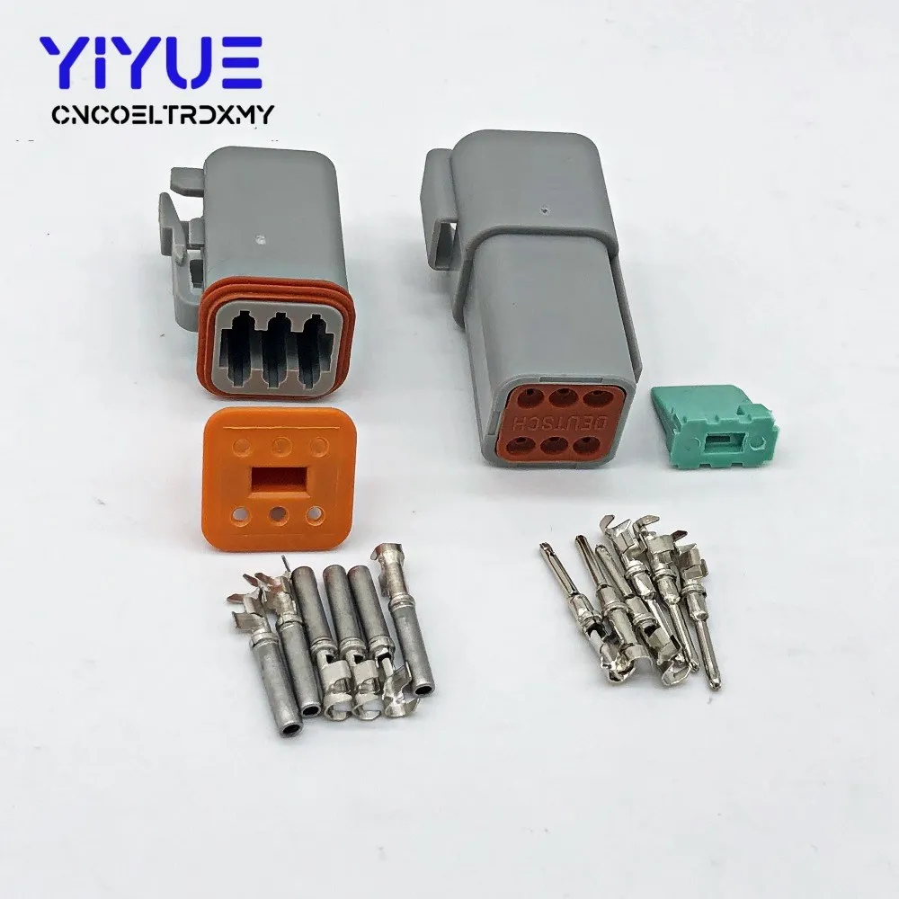 6P gray 1 комплект Deutsch DT 2 3 4 6 8 12 Pin мужской женский Авто Водонепроницаемый Разъем Автомобильный герметичный штекер с контактами - Цвет: 6P gray