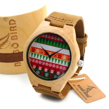 BOBO Estilo BIRD Christmas Madera de Arce Para Hombre Dial Caso Reloj de Cuarzo de Madera en Caja de Regalo de Navidad Reloj De Pulsera montre homme 2016