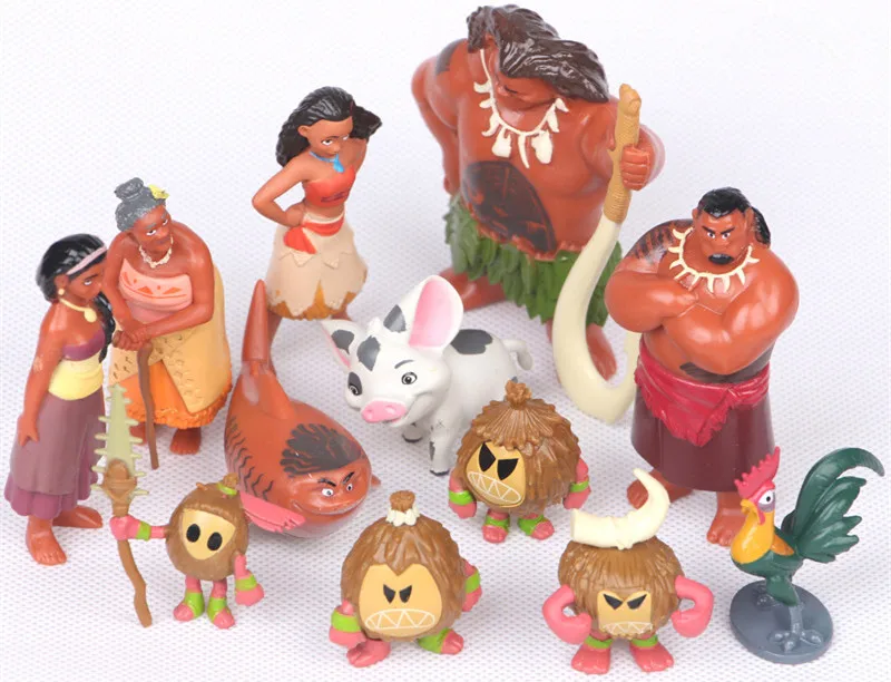 

12pcs/lot New Arrival Cute Movie Moana Maui Pua Doll PVC Figure Toy Baby Doll Children Birthday Gift