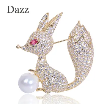

Dazz New Arrival Exquisite Fox Shape Brooches Covered With Zircon Brooch For Women Children Banquet Dress Bag Accessories Gifts