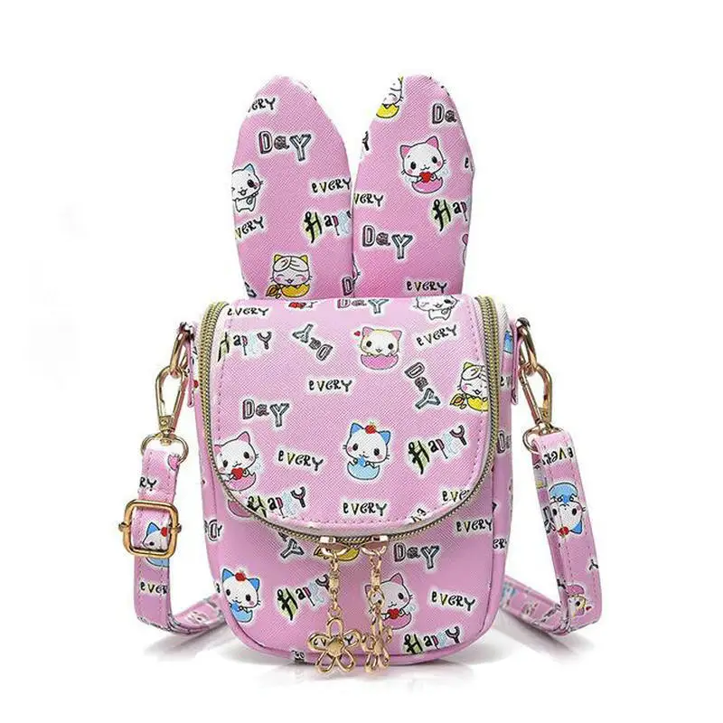 Новая модная Корейская версия Детской Сумки для детского сада Мультяшные сумочки с милыми заячьими ушками Детская сумка-мессенджер 7 цветов