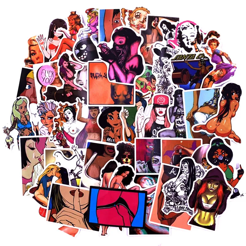 

50 pcs sexy girl stickers bumper sticker bumper suitcase suitcase guitar graffiti hot style stickers Hot style