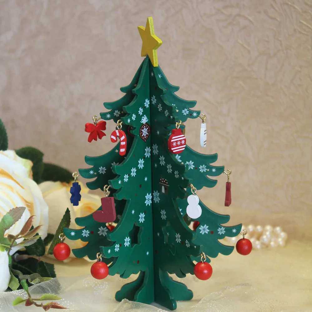 20 см мини Деревянная Рождественская елка Настольный Декор Рождественская елка украшения Рождественское украшение счастливый год домашний Декор подарок