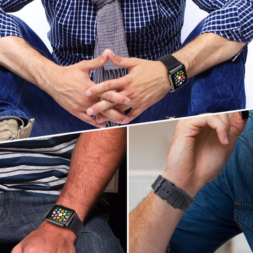 MAIKES Новый кожаный ремешок для часов совместимый с Apple Watch Band 44 мм 40 мм/42 38 серия 4 3 2 1