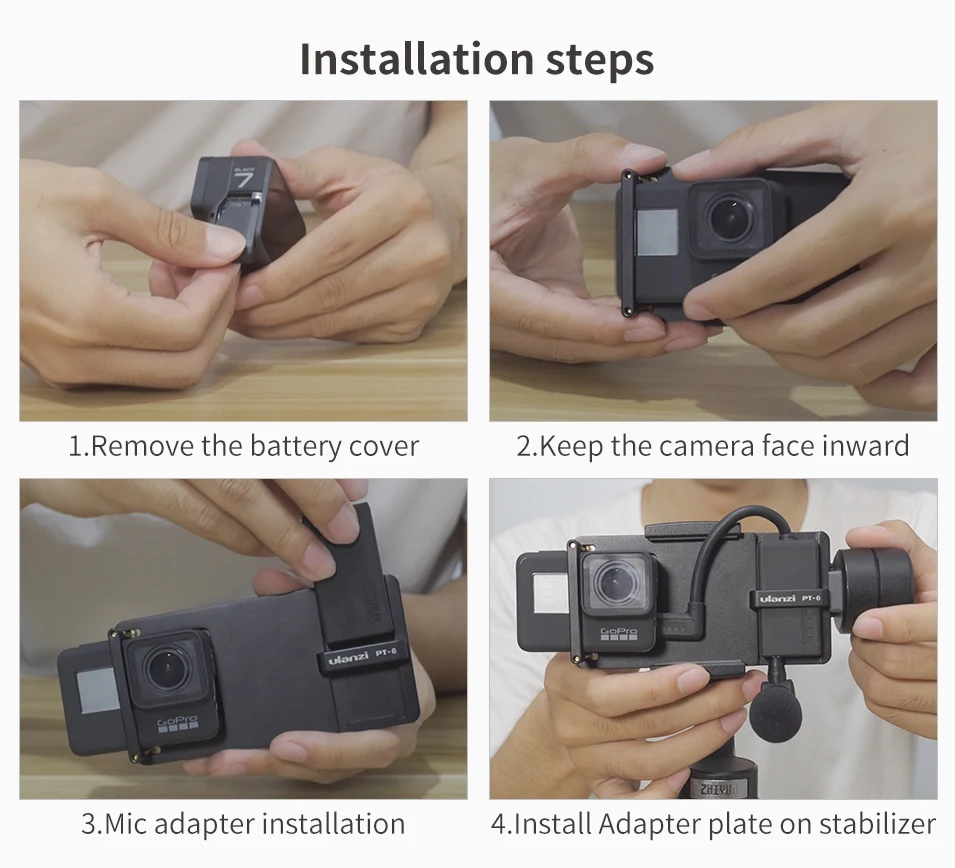 Ulanzi PT6 Vlog Gopro Adapter Plate with Mic Adapter for Gopro 7 6 5 JG Superstore