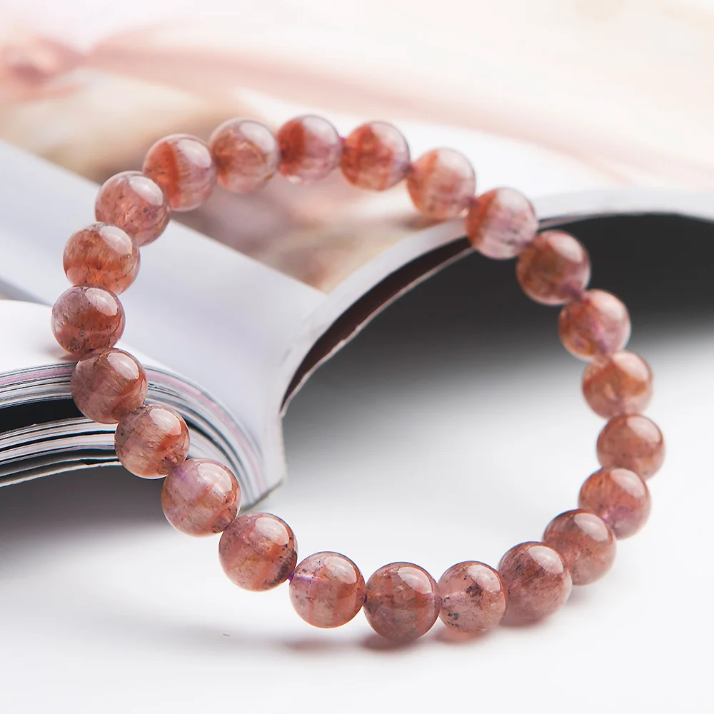 

Genuine Natural Auralite 23 Red Crystal Round Beads Bracelet Women Men Reiki Stone 8mm Canada Stretch Rarest Bracelet AAAAA