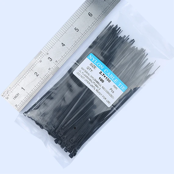 6 дюймов до 12 дюймов пластиковые нейлоновые кабельные стяжки ширина 2,7 мм 7 кг прочность на растяжение проволока на молнии Нескользящая стяжка для проводов черный цвет - Цвет: 2.7x150