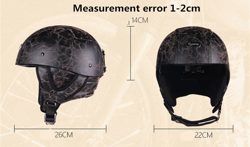 Мотоциклетный шлем мотоциклетный самокат с открытым лицом Половина кожаный шлем Ретро винтажный Стиль шлем для мотокросса с шейным платком