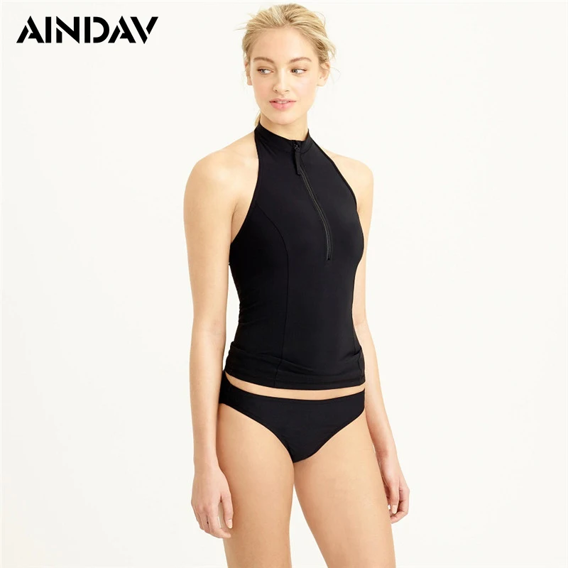 zip front bathing suit top