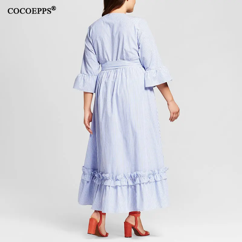 COCOEPPS-Large-Size-Elegant-Dresses-Long-Striped-High-Waist-Vintage-Women-s-Dress-Big-Size-Loose