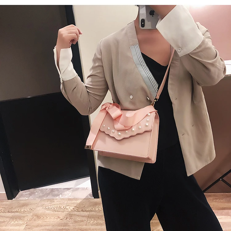 Весенняя новая милая квадратная сумка высокого качества из искусственной кожи, женская дизайнерская сумка с лентами, сумка-тоут с бантом, сумки через плечо
