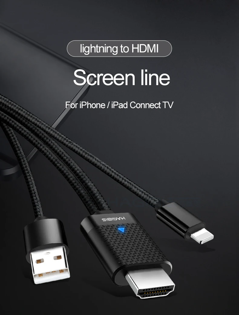 Кабель hagios HDMI 1080P HD tv цифровой av-адаптер Кабель HDMI HD качество usb зарядка для IPhone 7 5S 8 Plus X iOS 9,0 или выше