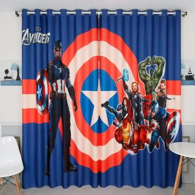 Затемненные занавески с изображением Железного человека Капитана Америки для детской комнаты, занавески с принтом для мальчиков, занавески для спальни, занавески для спальни - Цвет: A  2 Pannel a set
