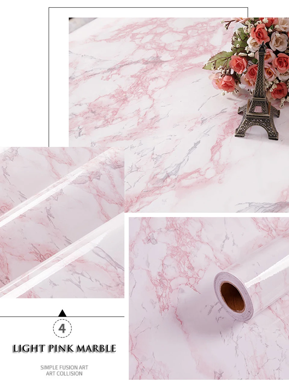 Marble Waterproof Dining Table Wall Stickers Vinyl Self Adhesive Wallpaper Decorative Film Cabinets Countertop Contact Paper DIY