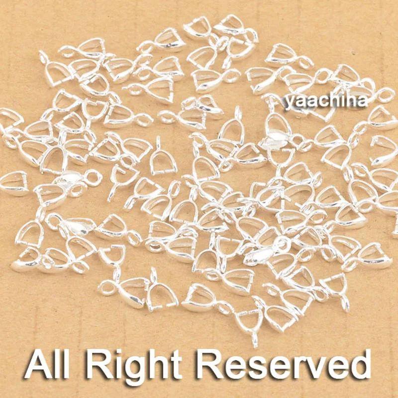 

Free Shipping 100PCS Wholesale 925 Sterling Silver Jewelry Findings Bail Connector Bale Pinch Bail Pendant Linker