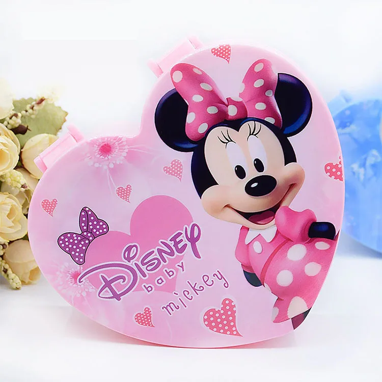Коробка для украшений для девочек в форме сердца, детский чехол принцессы из мультфильма, косметичка, коробка для хранения косметики, ожерелье, тиара, коробка, туалетное зеркало