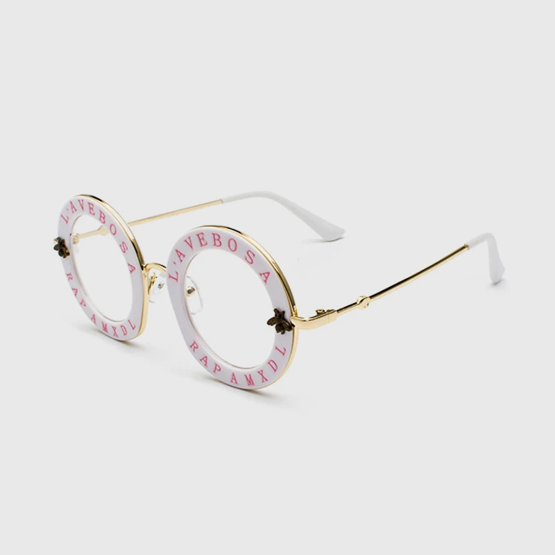 Королевские винтажные круглые женские солнцезащитные очки, фирменный дизайн, маленькая пчела, металлическая оправа, солнцезащитные очки для мужчин, английские буквы, Oculos ss965 - Цвет линз: C9