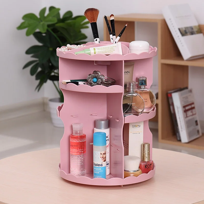 Plastic 360 Rotating Makeup organizer Desk Accessories Organizer Jewelry Storage Boxes Multifunctional storage shelf rack white | Дом и сад