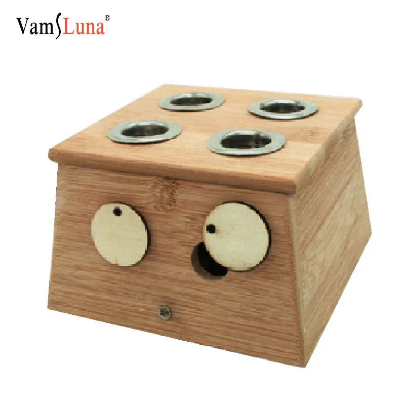 

Bamboo Moxibustion Creative Moxa Stick Holder Box For Arthritis Neck Four Hole Iron Plate Inner Cover
