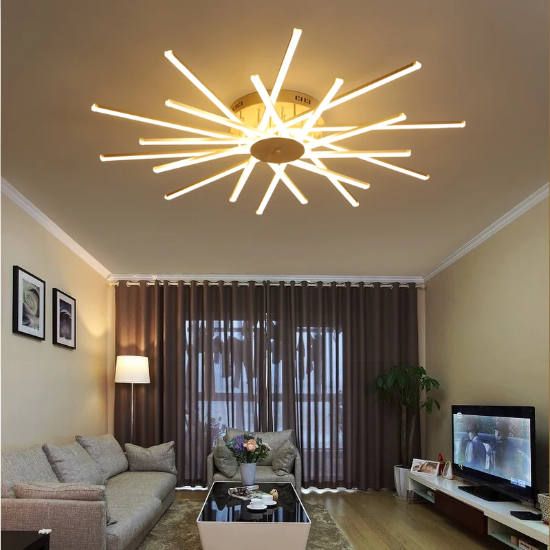 Светодиодная Люстра для гостиной, спальни, кабинета, для поверхностного монтажа, алюминиевые белые потолочные люстры для дома