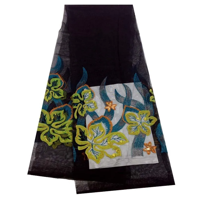Черная африканская кружевная ткань для платья, блестки, тюль, гипюровая ткань, Африканское кружево высокого качества, рождественское лоскутное шитье