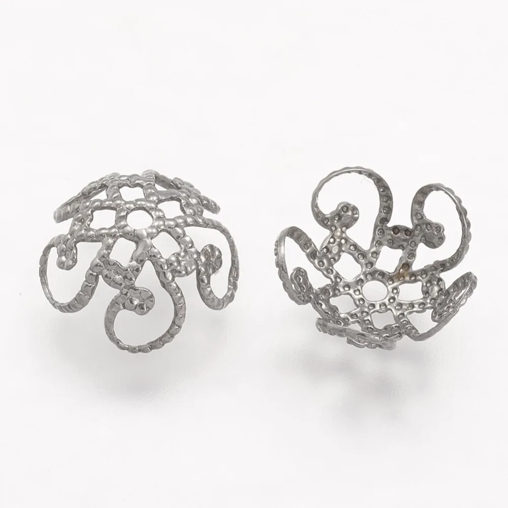 

PandaHall 50pcs 10x4.5mm 304 Stainless Steel Metal Jewelry Findings Accessories Bead Caps 5-Petal Flower