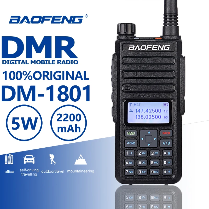 

2019 New Baofeng DM-1801 DMR Walkie Talkie Tier I/II Digital Analog Dual Mode Dual Band Two Way Radio Comunicador Hf Transceiver