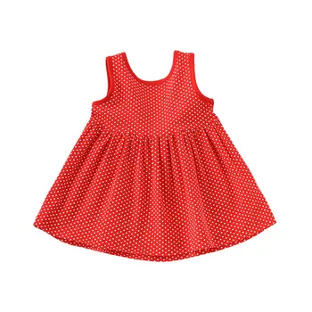 

Baby girls Dress Summer Dot Girls Dress Cotton Baby Clothing Sleeveless Cute Infant Dress with Big Bow 0-2Y red