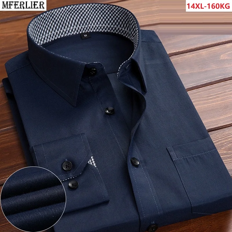 Cena Mężczyźni koszula z długim rękawem formalna klasyczne większym rozmiarze duży 7XL 8XL 9XL 10XL 12XL luźne ślubne 14XL Wygodne biuro sukienka bluzka 48