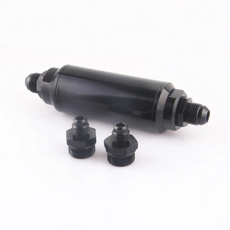 

Universal auto black 40 microns fuel filter AN6 AN8 fitting adapter FF02
