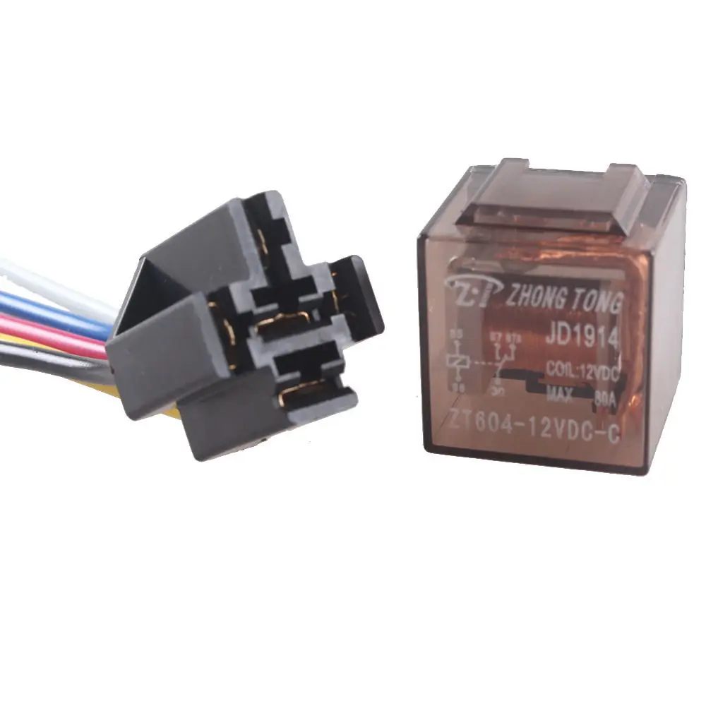 EE Поддержка DC автомобиль 12V Вольт 80A Ампер прозрачное реле и гнездо SPDT 5Pin 5 Провода