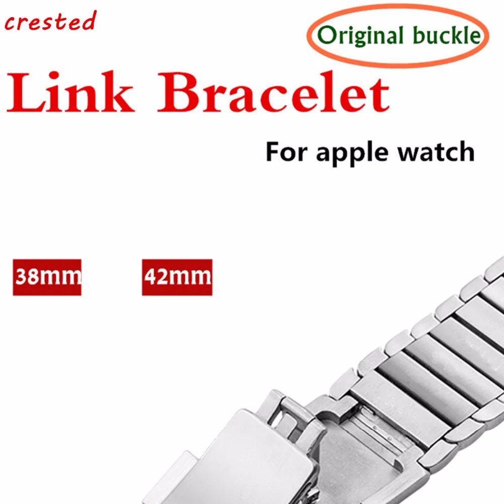 

CRESTED Stainless Steel Strap For Apple Watch 4 Band 44mm/40mm iwatch series 3 2 1 42mm/38mm wrist Link Bracelet Arc Clasp Belt