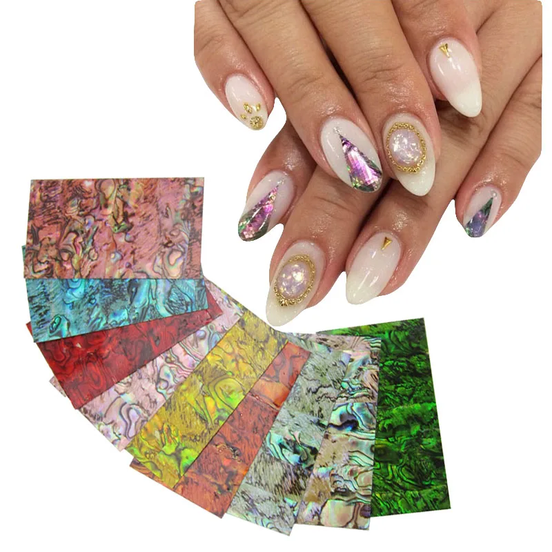 

9 colors choice Hot popular natural shells Japan style 3d shell sticker nail art decoration tools YX152
