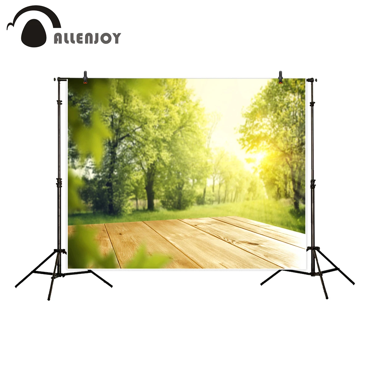 

Allenjoy photography background spring tree grass green wood floor sunshine professional backdrop photo studio printed