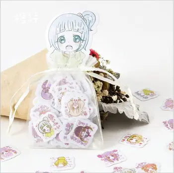 

100 Pcs/pack Girl Lolita Amazing Face Organza Bag gift Decorative Stickers DIY Planner Diary Scrapbooking Index Lable Stickers